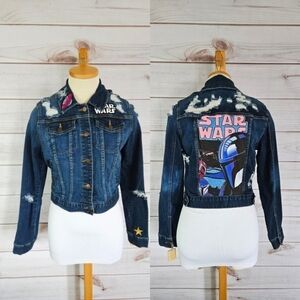 Handmade Mandalorian Distressed Jean Jacket in Admiral Blue Size Small NWT